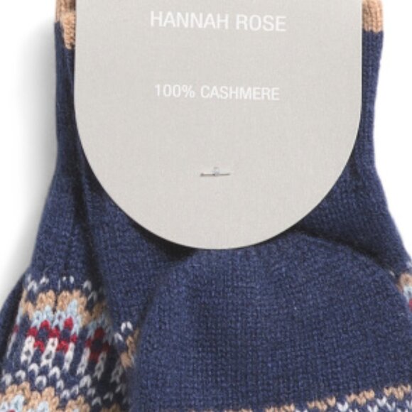 NEW HANNAH ROSE Cashmere Nordic Fair Isle Flip Top Gloves  Blue Multi 362mn - Picture 3 of 4